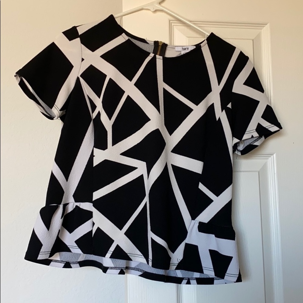 Black and White Peplum Top